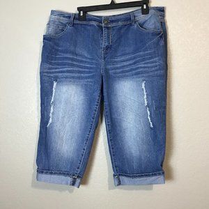 Cato Distressed Capri Womens 18W